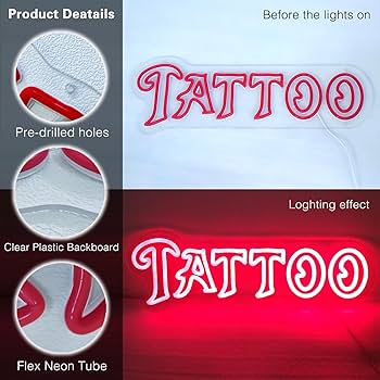 Amazon.co.jp: TATTOO ネオンサイン 壁装飾 TATTOO 20 * 6.7